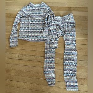 Patagonia Girls Size 12 Capilene Geo Print Long Underwear Set